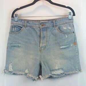 C&V distressed high waist blue denim shorts sz 29
